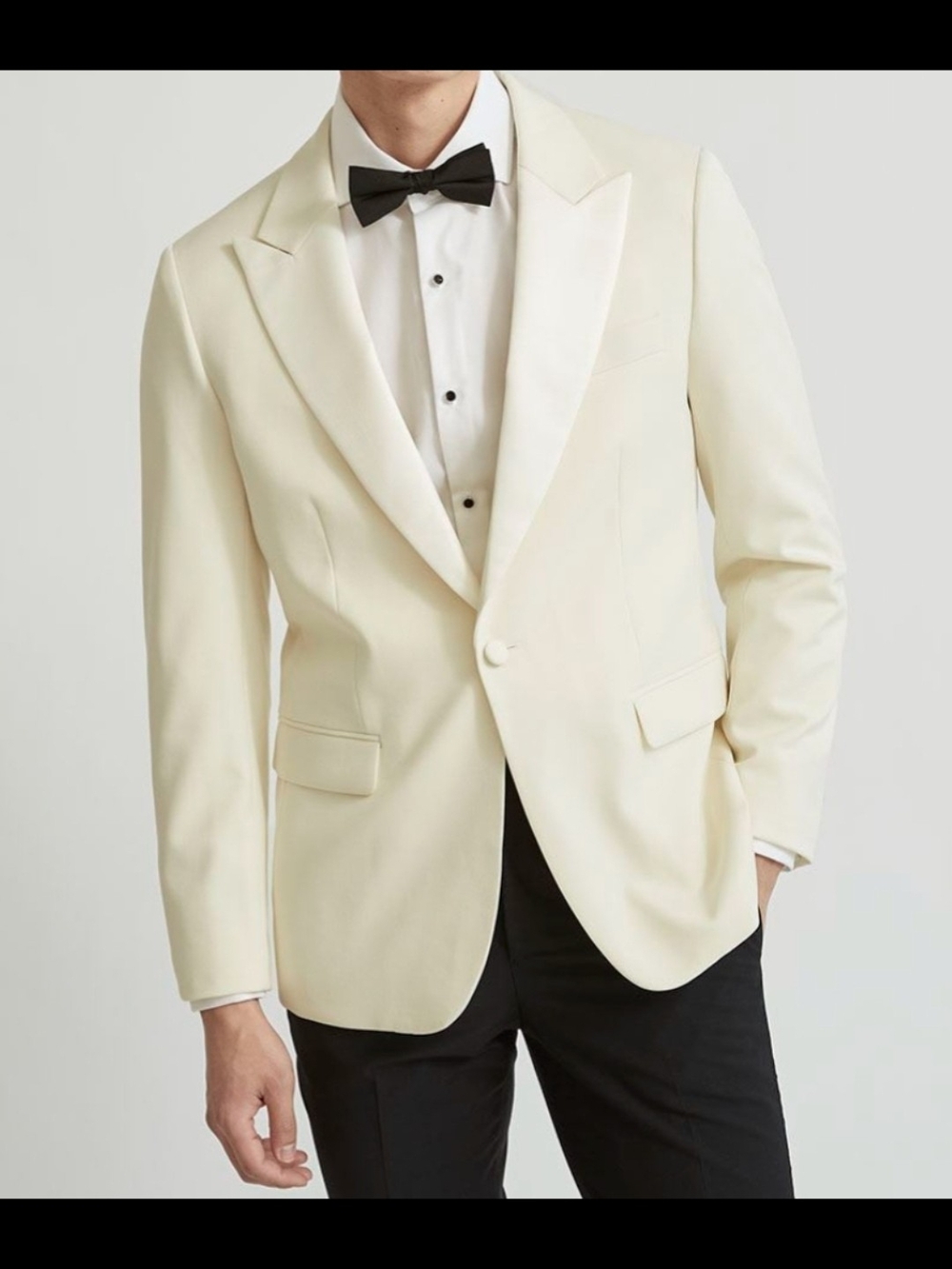 Cream Peak-Lapel Dinner Jacket Blazer